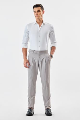 Image of SNITCH Men Chinos | Slim Fit Mid Rise Solid Pattern | Cotton Blend with Medium Stretch & Smooth Texture | Button & Zip Closure for Casual & Street Wear