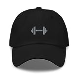 Dumbbell Weightlifting Hat, Embroidered Baseball Cap, Weightlifting Hat, Bodybuilding Hat, Fitness Hat, Workout Hat Black