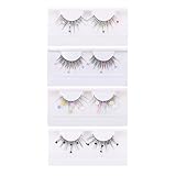 ARTIBETTER Glitzerwimpern 4 Paare Bunte Paillettenwimpern mit Wiederverwendbaren Selbstklebenden Fasern für Damen Festival und Party Look