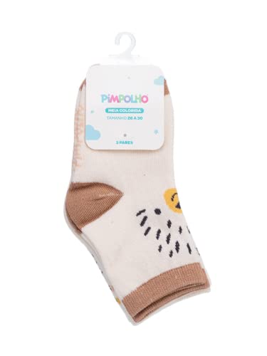 kit 3 Meia masculina Pimpolho tamanho 26 a 30 estampadas Cor:Marrom;Tamanho:26-30;Genero:Masculino