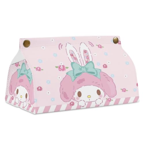 マイメロ ティッシュケース おしゃれ ソフトパック用 PUレザー カバー ティッシュボックス かわいい 横置き ティッシュボックス 卓上 車用 キッチンバスルーム用