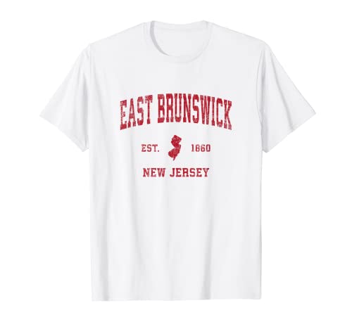 East Brunswick New Jersey NJ Vintage Sports Design Rojo Print Camiseta