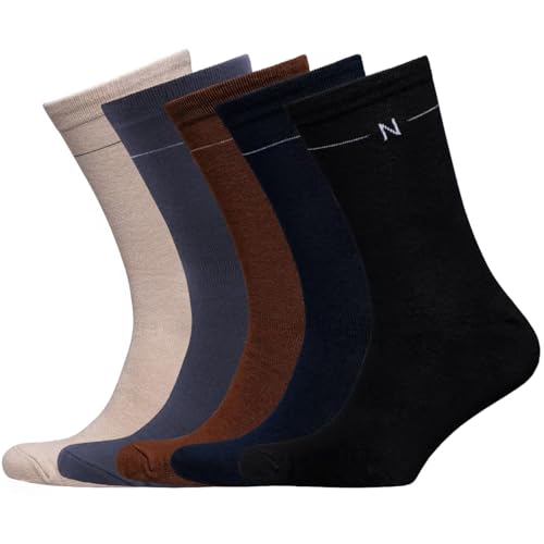 NUDUS UNDERWEAR Bamboo Rayon Classic Dress Socks 5-Pair Gift Box - Very Soft Thin Breathable