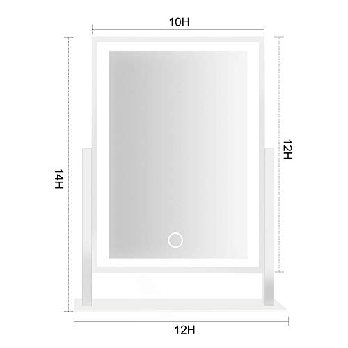 Lighted Hollywood Vanity Makeup Mirror With Smart Touch Control 3-Gear Dimable Light 360°Rotation (12In. White) #TOP4