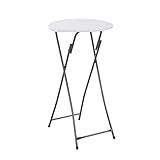 BOOSDEN 折りたたみテーブル 円型 60x110cm ハイテーブル カウンター 円卓 ダイニング 丸 アウトドア コンパクト 組立不要 食卓 リビング 軽量 イベント用 室内/屋外 ホワイト