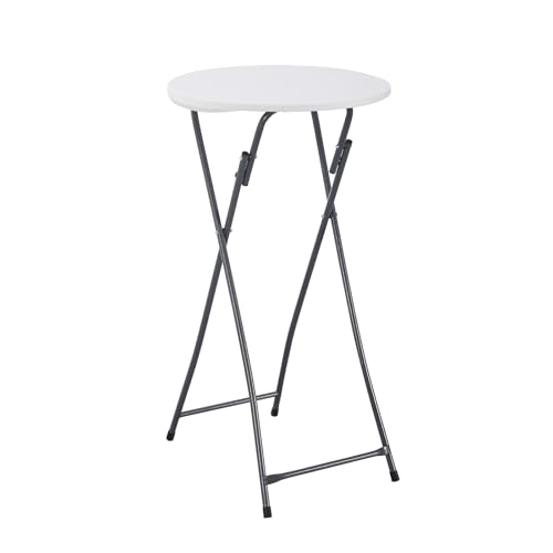 BOOSDEN 折りたたみテーブル 円型 60x110cm ハイテーブル カウンター 円卓 ダイニング 丸 アウトドア コンパクト 組立不要 食卓 リビング 軽量 イベント用 室内/屋外 ホワイト