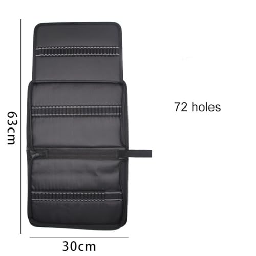 Image of 72 Slot Portable Folded Colored Pencil Case Canvas Zippered Large Capacity Pencil Bag Pouch for Watercolor Pencils