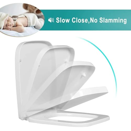 Abattant de toilette carré blanc avec charnière inox réglable - 7