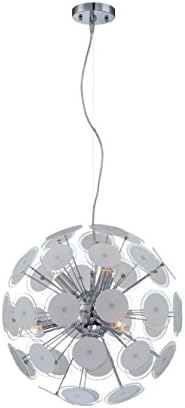 Lite Source LS-19800 Pendant with Frost Glass Shades, Steel Finish