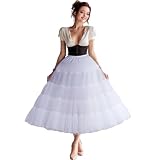 Shimaly Women's 4 Tiers Plus Puffy Petticoat 30' tea length Underskirt Midi Crinoline Tulle Petticoat Half Slip (XL-3XL,White)