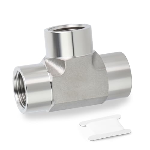 GORAGUCHI 1PCS Forging of 304 Stainless Steel Cast Tee Pipe Fittings, 1/2" NPT Female Pipe Fittings, Male Run Tee for Air/Fuel/Water/Gas/Oil