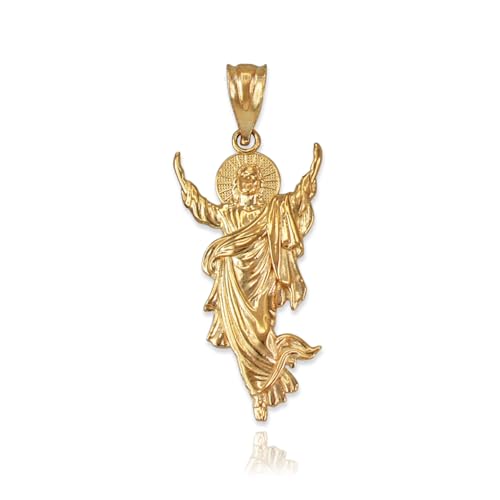LA BLINGZ 10K Yellow Gold Resurrection of Jesus Christ Pendant Necklace (Pendant (no chain))