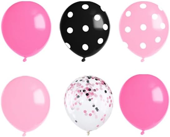 Pink Mouse Birthday Decorations Rose Red Cartoon Theme Party Kit Mouse Theme Birthday Party Supplies with Backdrop, Foil Balloons, Tablecloth & Cake Toppers for Girls Baby Shower Celebration