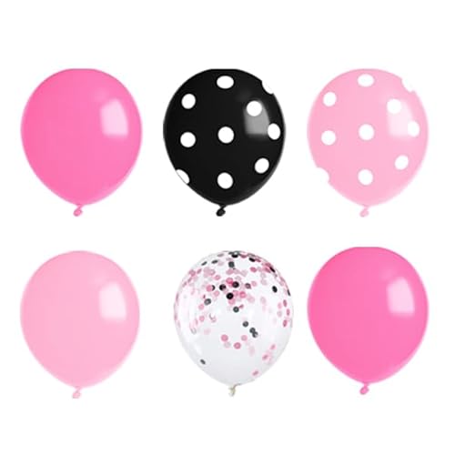 Pink Mouse Birthday Decorations Rose Red Cartoon Theme Party Kit Mouse Theme Birthday Party Supplies with Backdrop, Foil Balloons, Tablecloth & Cake Toppers for Girls Baby Shower Celebration