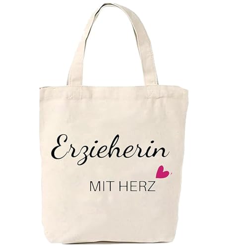 jenich Erzieherin Geschenk Erzieherin Stofftasche Erzieherin mit Herz Lehrerin Abschiedsgeschenk Weihnachtsgeschenke Danke Geschenk für Erzieherin Frauen