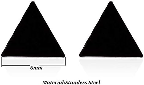 Simple Punk Round Triangle Bar Geometric Stud Earrings Women Mens Stainless Steel Ear Jewelry 3 Pairs/Pack-black - Image 2