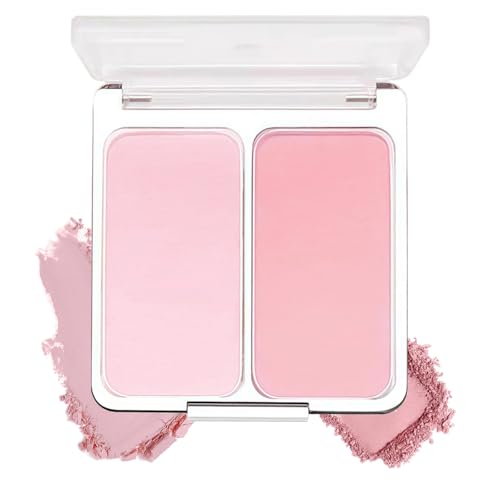 Blusher for Cheeks Make Up, Pink Blusher & Peach Powder Blush Palette, Matte Long Lasting, Highly Pigmented, Blendable, Smooth Natural Finish, Suitable for All Skin Tones