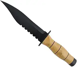 Faca Trincheira Cabo Em Madeira Original Bélica