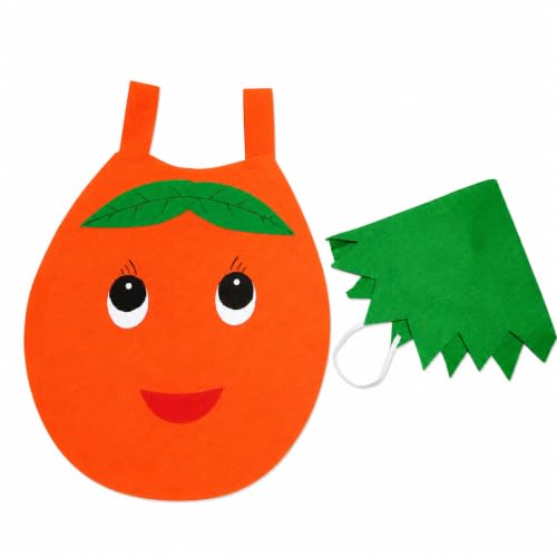 Image of Raj Costume Kids Mango Fruit Costume Apron with Cap for Boys & Girls | Cute Yellow Cutout Fancy Dress | Soft Felt Fabric | Role Play Outfit