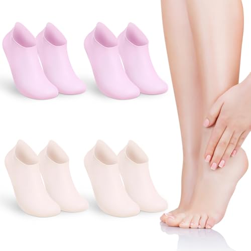 NULYLU Silicone Socks for Women 4 Pairs Moisturizing Foot Care Socks Dry Cracked Feet Women