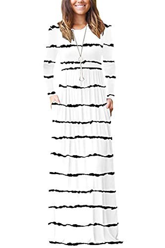 Image of EUOVMY Women's Long Sleeve Loose Maxi Dresses Casual Long Dresses with Pockets