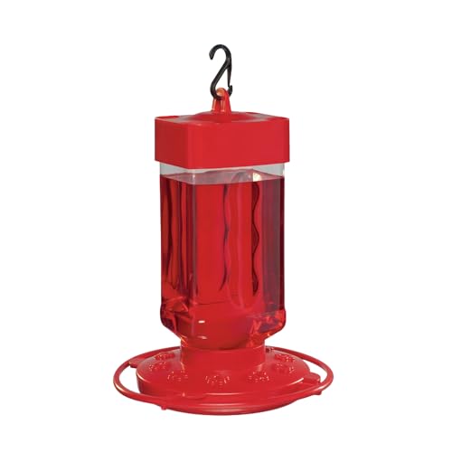 First nature hummingbird feeder with wide-mouth reservoir and...