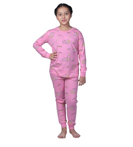 Image of Hestia | H.NSG.N.1 | Kids Girls Nightwear | Sleepwear | Cotton |Trouser Full Sleeves Tshirt | Elastic Waist |Night Dress with Pyjama Tshirts for Girls|All Over Horse Printed |Blue Color 4-6Yrs |Set 1