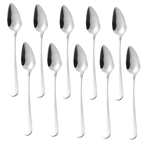 10PCS Cuchara De Acero Inoxidable,Cuchara De Kiwi,Cuchara De Fruta Para Pomelo,Cuchara De Postres,Para Manzana Kiwi Papaya Naranja Helado Sandía,Kiuiom