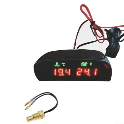 Voltímetro digital 2 en 1 y termómetro de coche para control de temperatura 3
