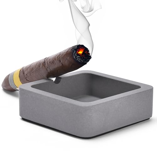 Pardo Cigar Clean Design Concrete Ashtray 3.5'' x 1.2'' for Outdoor and Indoor Ash Tray for Patio Decorations - Durable, Elegant, Grey, Ideal for Patios, Gardens, and Outdoor Spaces Home Decor
