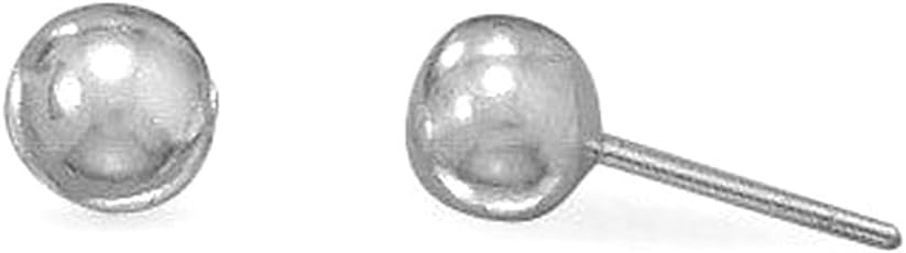 Rhod. P. 925 Sterling Silver 6mm Ball Studs Earrings Ball Earring for Women