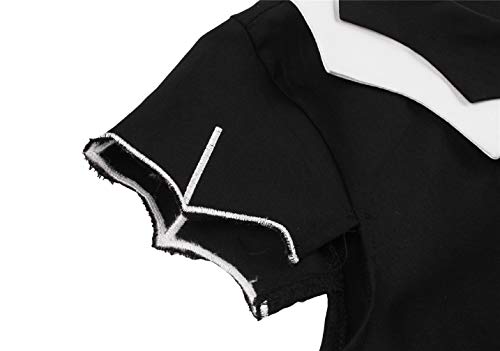 Lealac Women's Fall Cotton High Waist Bat Spider Embroidery Halloween Gothic Vampire Witch Costume Goth Cocktail Midi Dress L134-D8092 Petite Black S #TOP3