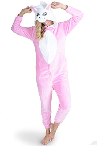 Unisex Adult Pajamas Blue Unicorn Animal Onesie Costume (L/XL, Plush Pink Unicorn)