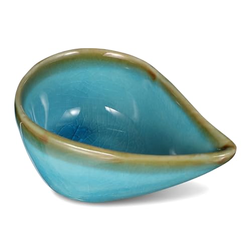 KALLORY Essential Oil Mixing Dish, Ceramic Facial Mask Mixing Bowl, Ice Cracked Glaze Finish Aroma Oil Holder for Mixing and Storing Aromatherapy Oils, Small Spa Bowls for Beauty Salon and Home Use