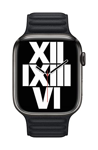 Image of Apple Watch Band - Leather Link - (45mm) - Midnight - Medium /Large