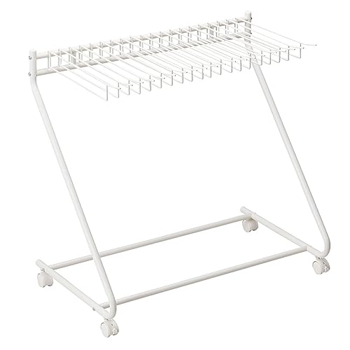 リコメン堂 スラックスハンガー ラック 大容量 20本掛け キャスター付き 幅76cm 奥行43cm 高さ70cm コンパクト パンツラック ズボンハンガー 押入れ 収納 クローゼット ボトムスハンガー パンツハンガー (ホワイト)