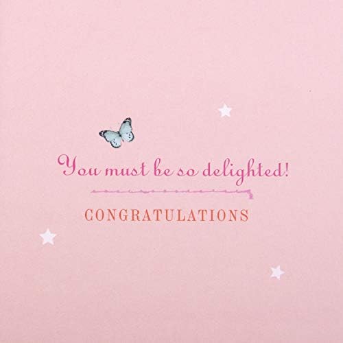 New Granddaughter Birth Congratulations Card from Hallmark - Cute Unicorn Design with Pink Foil Details and Gem Attachments,yellow