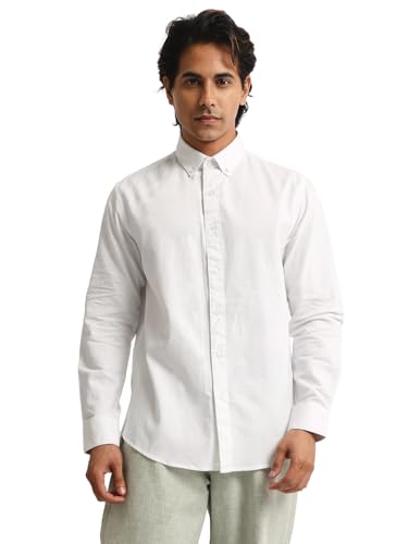 Image of MANIAC || Mens || Solid || Collared Neck || Full Sleeve || Oxford || Linen Blend Fabric || Shirt