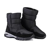Botas De Nieve De Invierno para Hombre Botines De Media Caña con Forro De Piel Cálida Bota Impermeables Antideslizantes para Exteriores Botas Casuales De Invierno para Hombre,Negro,42