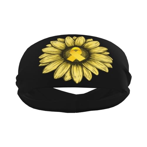 Sunflower Childhood Cancer Awareness Adjustable Sports Headband Moisture Wicking Sweatband for Running Workout2