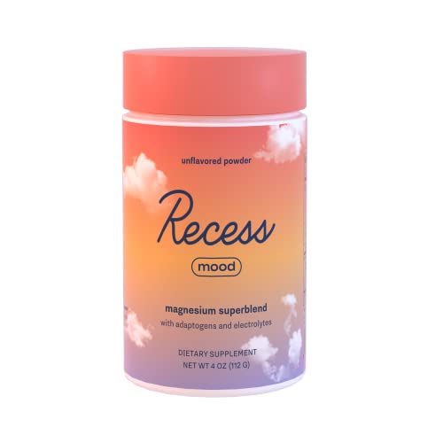 Recess Mood Powder, Calming Magnesium L-Threonate Blend With Passion Flower, L-Theanine, Electrolytes, Magnesium Calm Support Powder Supplement - Unflavored 28 Serving Tub #TOP23