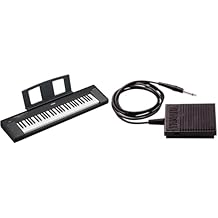 Yamaha 61-Key Piaggero Ultra-Portable Digital Piano, Black NP15B & FC5 Compact Sustain Pedal for Portable Keyboards, black