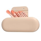 QUARKZMAN Porta Pinceles De Maquillaje De Silicona Portátil con Cierre Magnético Bolsa De Cosméticos para Viaje Y Hogar Color Caqui