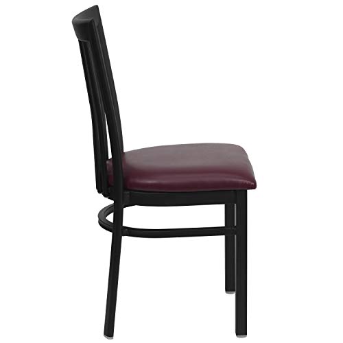 Image of Flash Furniture 2 Pack HERCULES Series Black School House Back Metal Restaurant Chair - Burgundy Vinyl Seat