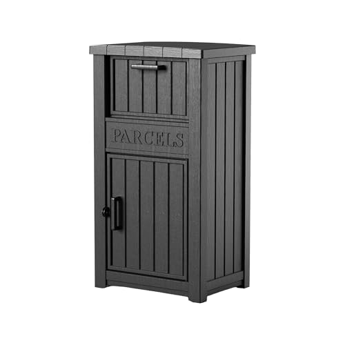 EFU Package Delivery Boxes for Outside Lockable Anti-Theft Waterproof Delivery Boxes for Outside Secure Parcel Drop Boxes for Porch & Curbside & House Outdoor Package Box for Deliveries (Black)