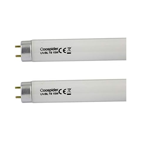 COOSPIDER 2-Pack 15W U/V BL CFL Compact Light Bulb for 30W Electric Zapper Replacement Straight Tube T8 F15 18 Inch Cover