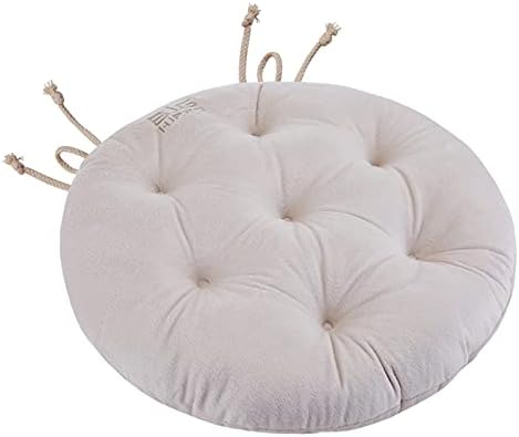 Big Hippo Chair Pads with Ties, Soft 17-Inch Round Thicken Chair Pads Seat Cushion Pillow for Garden Patio Home Kitchen Office or Car Sitting(Beige)
