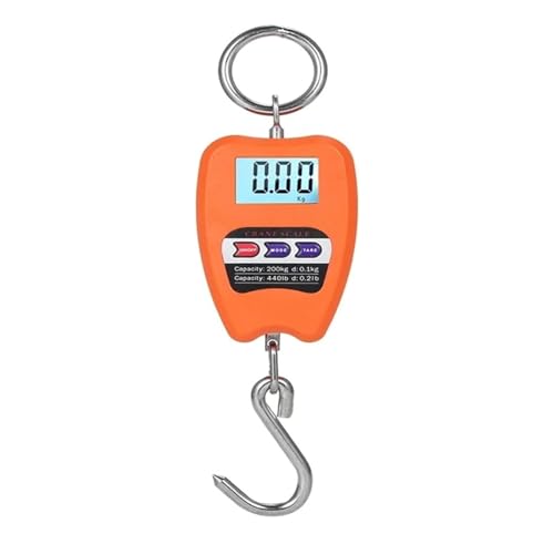 Digital Crane Scale 200KG/440LBS Capacity, Heavy Duty Hanging Scale with LCD Display, Stainless Steel Hook, Portable Electronic Weighing Scale for Industrial, Construction, Factory Use, Black (Orange)