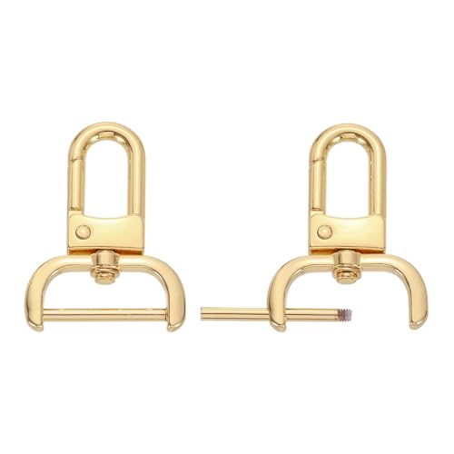 sourcing map 2Pcs Snap Hook Swivel Clasp, 25mm(1 Inch) Detachable D-Rings Lobster Clasps, Bag Strap Replacement for Purse Handbags Keychain, Light Gold