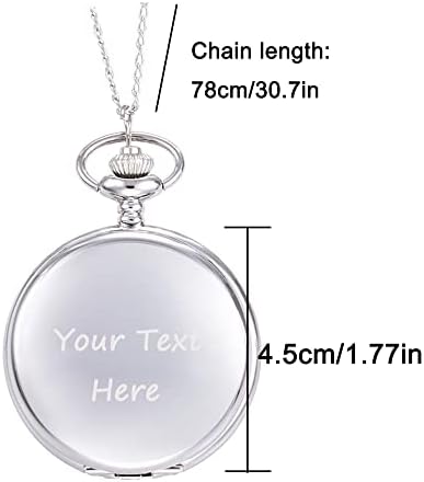Pekdi Personalized Pocket Watch Custom Pocket Watches Chain Vintage Quartz Pocket Watch with Photo Text Personalized Picture Watch Gift for Men Dad Husband